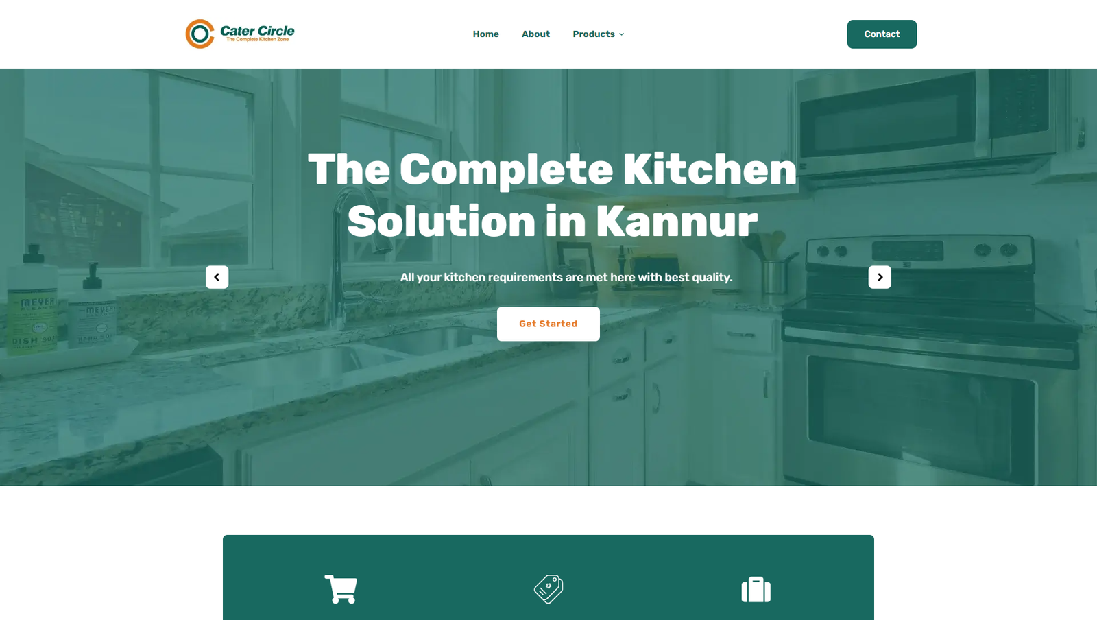 cater circle kitchen appliances web design